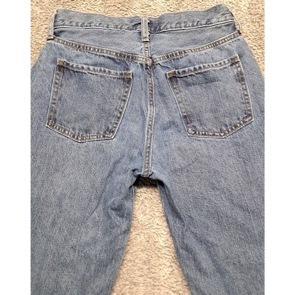 Old Navy Jeans Womens Sz 2 Slouchy Straight Leg Denim Blue ButtonFly Distressed - Picture 12 of 13